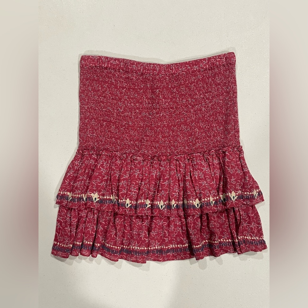 Anthropologie Dolan Red Floral Mini Skirt